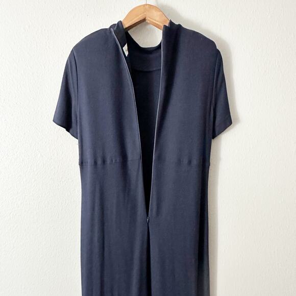 Sara Campbell Navy Wrap Mock Neck Short Sleeve Maxi Dress women's size large - Picture 7 of 12